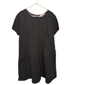 Loft Plus Women's 20 Black Sparkle Fit and Flare Dress Short Sleeve Knee Length